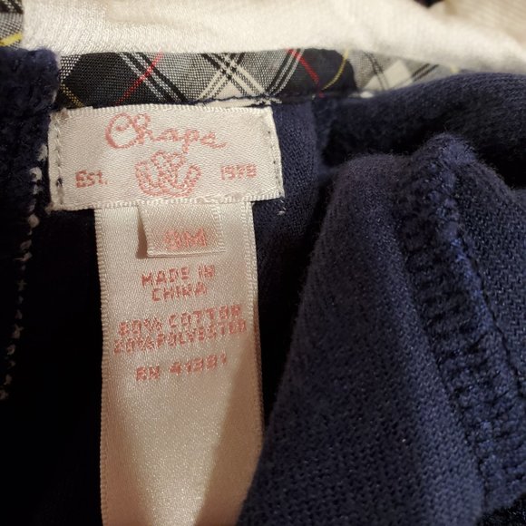 Chaps Blue Velour Footed Plaid 9M Girl - Picture 6 of 6